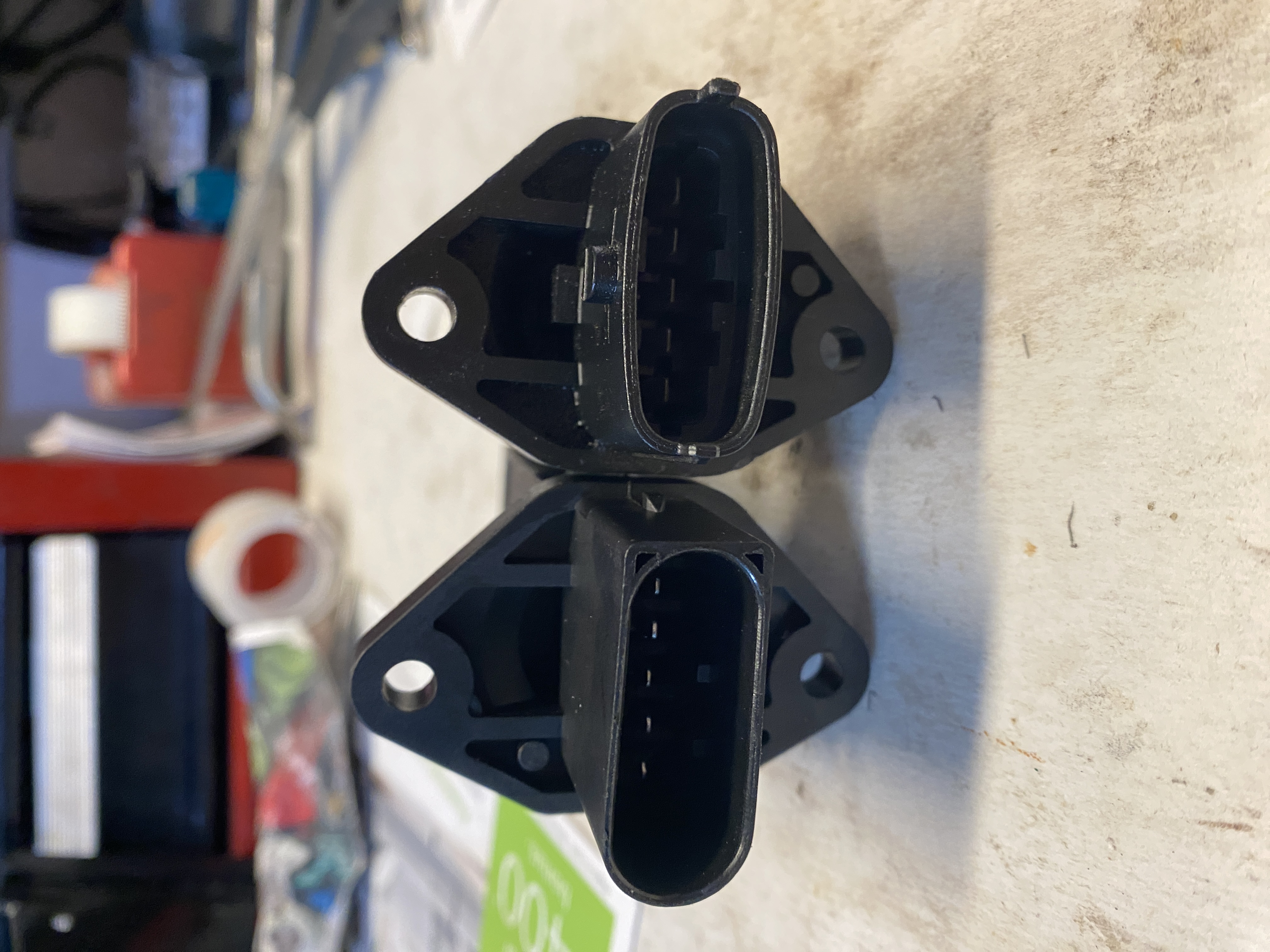 Notice the new one on the left has square on connector